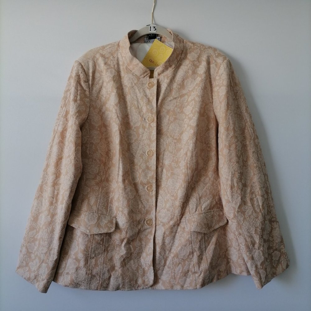 Dialogue Women's Beige Floral Button Down Jacket Size 2X New With Tag